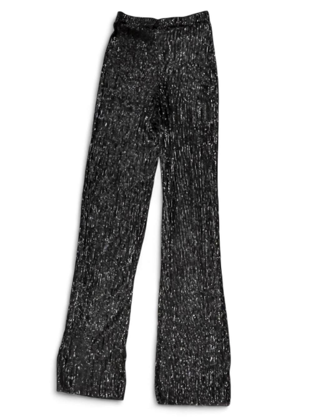 PrettyLittleThing Flare Leg Pants Rave Black Metallic Sheer Party CoverUp Size 4